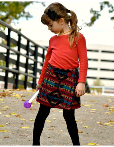Jutta wrap skirt, girls, sewing pattern, frocks & frolics, sew a skirt, wrapskirt, school skirt, wool skirt